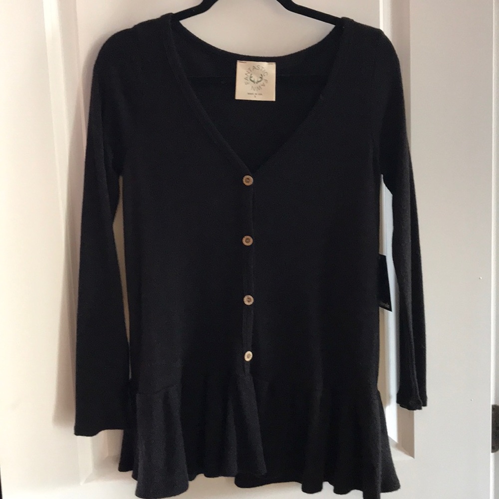 Black Sweater with ruffle bottom